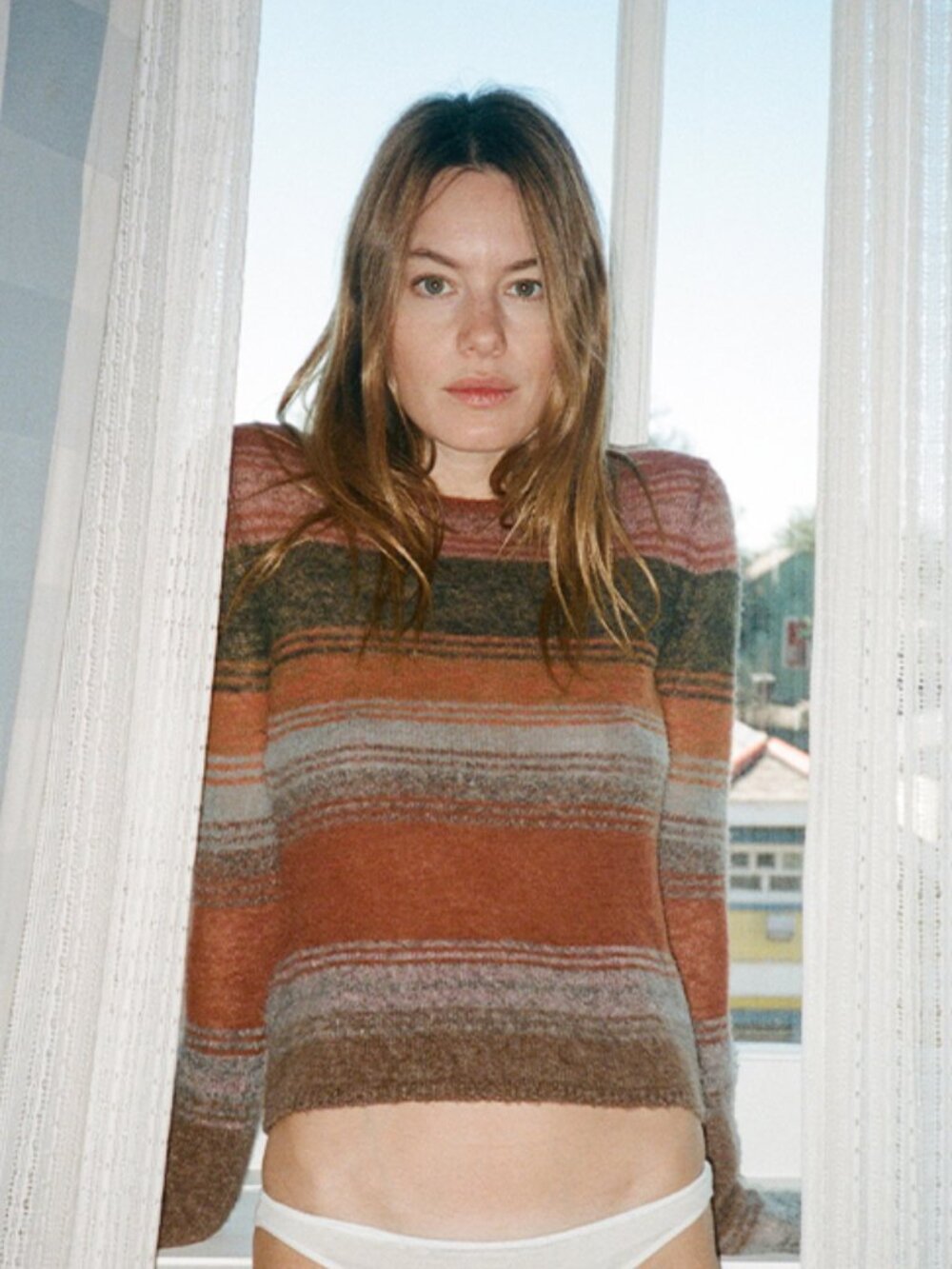 Realisation Par The Mercury Sweater Earth Stripe Knit Crop Top